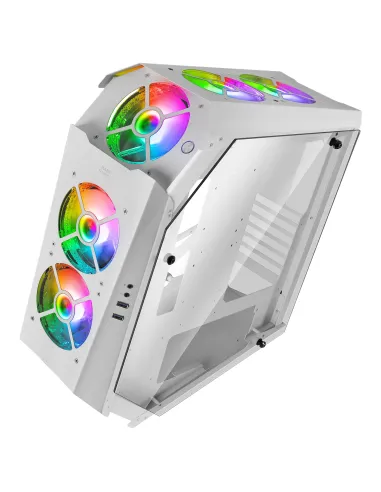 Mars Gaming MC51W, Caja PC Gaming ATX, Doble Cristal Templado, 5x Ventilador RGB 12cm, Blanco
