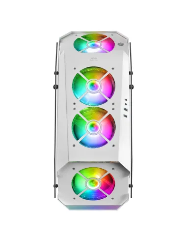 Mars Gaming MC51W, Caja PC Gaming ATX, Doble Cristal Templado, 5x Ventilador RGB 12cm, Blanco