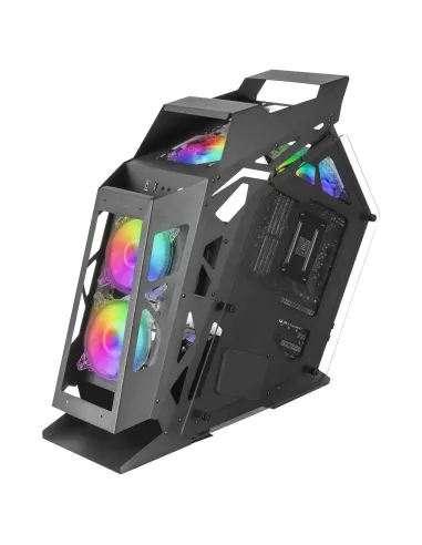 Mars Gaming MC61, Caja PC Gaming Compacta Micro-ATX, 4 Ventiladores 12cm, ARGB Chroma, Doble Ventana Cristal Templado, Negro