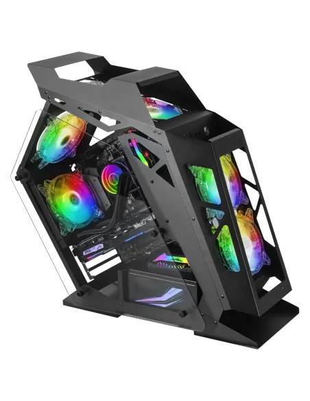 Mars Gaming MC61, Caja PC Gaming Compacta Micro-ATX, 4 Ventiladores 12cm, ARGB Chroma, Doble Ventana Cristal Templado, Negro