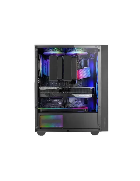 Mars Gaming MC-AIR, Caja Gaming ATX, 4x Ventiladores FRGB Rainbow 120mm, Panel Frontal Mesh, Ventana Lateral Completa Cristal