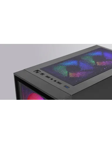 Mars Gaming MC-AIR, Caja Gaming ATX, 4x Ventiladores FRGB Rainbow 120mm, Panel Frontal Mesh, Ventana Lateral Completa Cristal