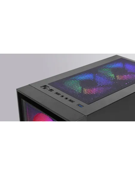 Mars Gaming MC-AIR, Caja Gaming ATX, 4x Ventiladores FRGB Rainbow 120mm, Panel Frontal Mesh, Ventana Lateral Completa Cristal