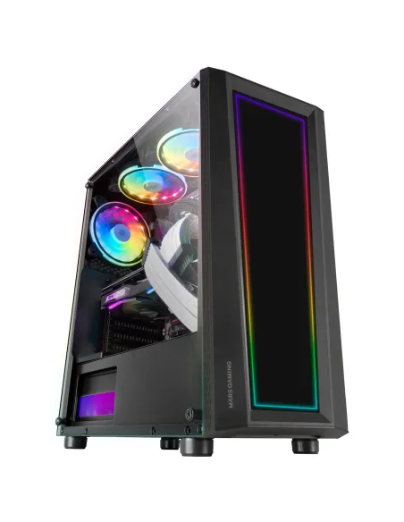 Mars Gaming MC-ART Negro, Caja PC Gaming ATX, Doble Cristal Templado Dibujable, ARGB 12 Modos, Ventilador 12cm