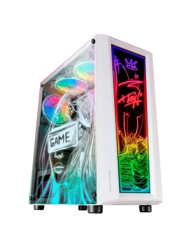 Mars Gaming MC-ART Blanco, Caja PC Gaming ATX, Doble Cristal Templado Dibujable, ARGB 12 Modos, Ventilador 12 cm
