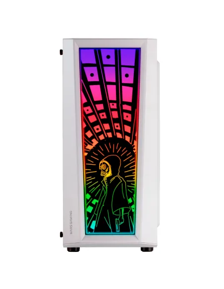 Mars Gaming MC-ART Blanco, Caja PC Gaming ATX, Doble Cristal Templado Dibujable, ARGB 12 Modos, Ventilador 12 cm