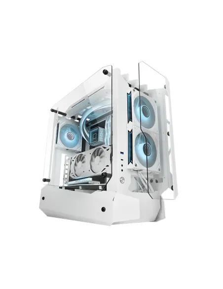 Mars Gaming MC-EDGE, Caja Gaming ATX, Diseño Open Air, Triple Panel Cristal Templado, Semitorre PC Soporte Refrigeración