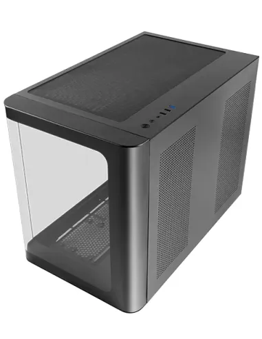 Mars Gaming MC-FUSIONM, Caja Gaming Micro-ATX, Ventana Lateral y Frontal Curvo de Cristal Templado Continuo, Minitorre PC Doble