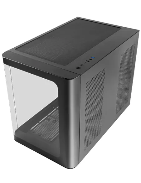 Mars Gaming MC-FUSIONM, Caja Gaming Micro-ATX, Ventana Lateral y Frontal Curvo de Cristal Templado Continuo, Minitorre PC Doble