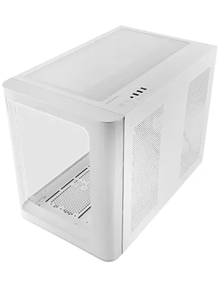 Mars Gaming MC-FUSIONM, Caja Gaming Micro-ATX, Ventana Lateral y Frontal Curvo de Cristal Templado Continuo, Minitorre PC Doble