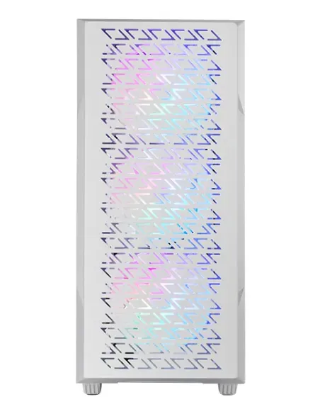 Mars Gaming MC-GEO, Caja Gaming ATX, 4x Ventiladores FRGB Rainbow 12cm, Panel Frontal Mesh Geométrico, Ventana Lateral Cristal