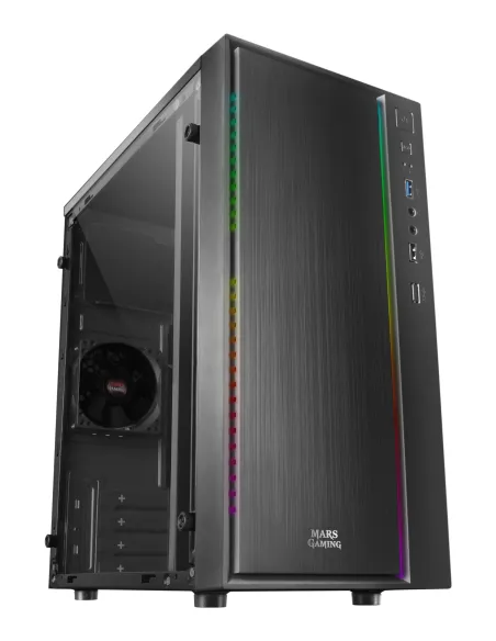 Mars Gaming MCM, Caja PC Micro ATX, Compacta, 16 Modos ARGB, Ventilador 8 cm