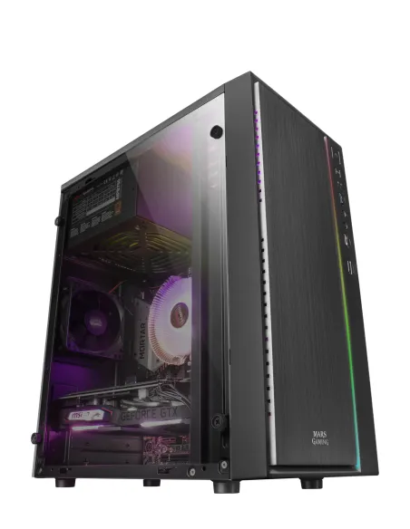 Mars Gaming MCM, Caja PC Micro ATX, Compacta, 16 Modos ARGB, Ventilador 8 cm