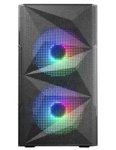 Mars Gaming MC-ME, Caja Gaming Compacta MicroATX, Ventana Lateral Completa Cristal Templado, Diseño Frontal Total-Mesh