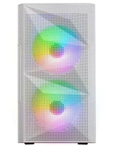 Mars Gaming MC-ME Blanco, Caja Gaming Compacta MicroATX, Ventana Lateral Completa Cristal Templado, Diseño Frontal Total-Mesh