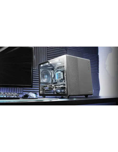 Mars Gaming MC-MPRO Negro, Caja Profesional Compacta Micro-ATX, Ventana Lateral Completa Cristal Templado, 3x Ventiladores