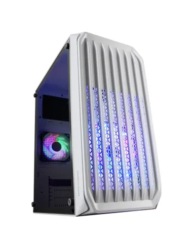 Mars Gaming MC-S2, Caja PC Compacta Gaming Micro-ATX, 2 Ventiladores FRGB Raibow con Rejilla Frontal, Ventana Lateral Completa,