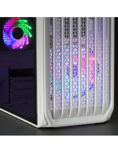 Mars Gaming MC-S2, Caja PC Compacta Gaming Micro-ATX, 2 Ventiladores FRGB Raibow con Rejilla Frontal, Ventana Lateral Completa,