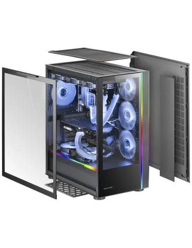 Mars Gaming MC-ULT, Caja Gaming Custom XXL E-ATX, Doble Cristal Templado 90º Sin Marco + Puerta Lateral, Soporte Completo