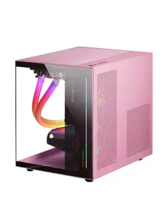 Mars Gaming MC-VIEW Rosa, Caja Minitorre Gaming Micro-ATX, Cristal Templado 90° Sin Marco, Estructura Modular Doble Cámara,