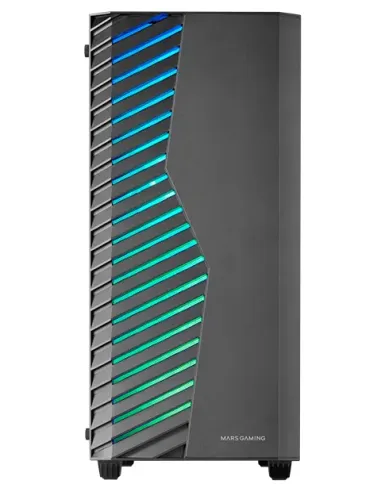Mars Gaming MC-VOLT, Caja Gaming ATX, Ventilador ARGB 120mm, Rejilla Frontal ARGB, Ventana Lateral Completa Cristal Templado,