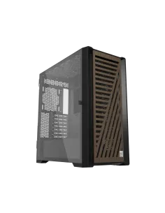 Caja artisan noble negro con frontal de madera