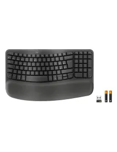 Logitech Wave Keys for Business, teclado ergonómico inalámbrico con reposamanos acolchado, tecnología Logi Bolt segura, 2