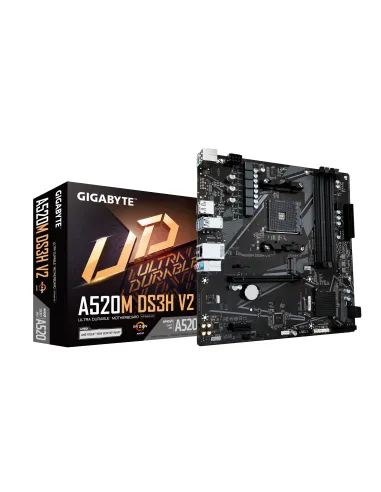 GIGABYTE Placa base A520M DS3H V2 - Soporta CPUs AMD Ryzen serie 5000 AM4, hasta 4733 MHz DDR4 (OC), PCIe 3.0 x16, LAN GbE, USB