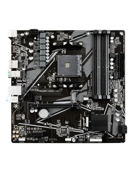 GIGABYTE Placa base A520M DS3H V2 - Soporta CPUs AMD Ryzen serie 5000 AM4, hasta 4733 MHz DDR4 (OC), PCIe 3.0 x16, LAN GbE, USB