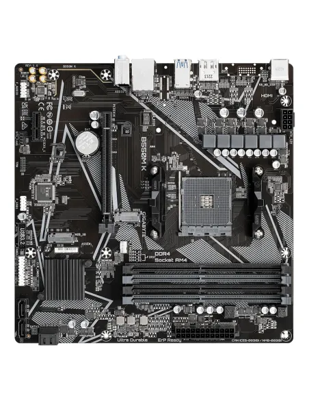 GIGABYTE B550M K Placa base - Procesadores AMD Ryzen 5000, hasta 4733 MHz DDR4, 1xPCIe 4.0 + 1xPCIe 3.0 M.2, LAN 1GbE, USB 3.2