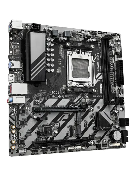 GIGABYTE B840M D2H Placa base - Procesadores AMD Ryzen 9000, VRM de 5+2+2 fases, hasta 7600 MHz DDR5, 1xPCIe 4.0 + 1xPCIe 3.0