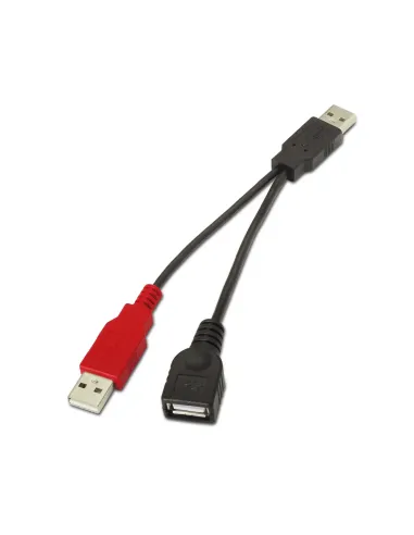 AISENS A101-0030 cable USB USB 2.0 0,15 m 2 x USB A USB A Negro, Rojo