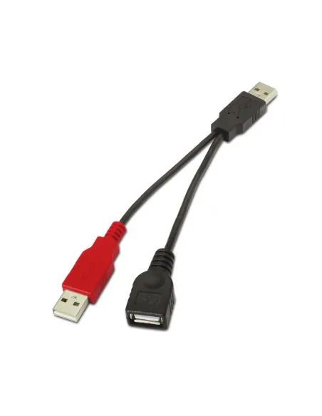 AISENS A101-0030 cable USB USB 2.0 0,15 m 2 x USB A USB A Negro, Rojo