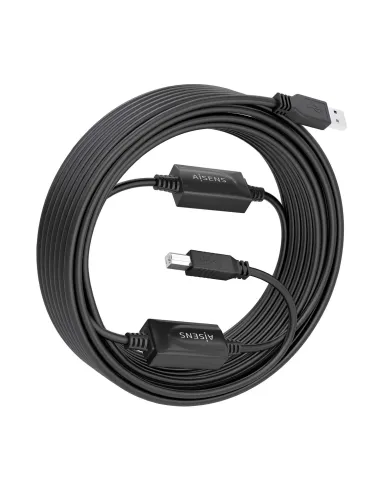 AISENS Cable USB 2.0 con Amplificador, Tipo A M-B M, Negro, 15m