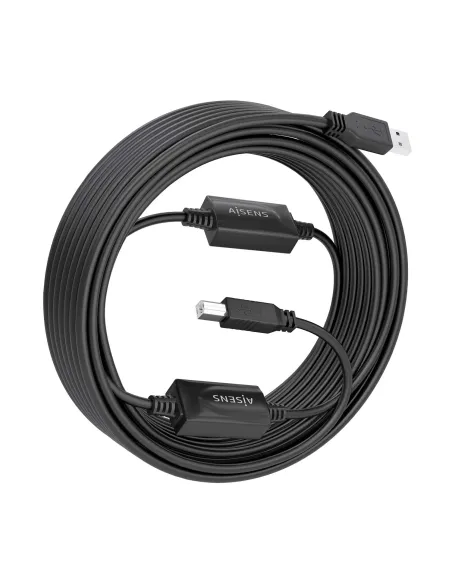 AISENS Cable USB 2.0 con Amplificador, Tipo A M-B M, Negro, 15m