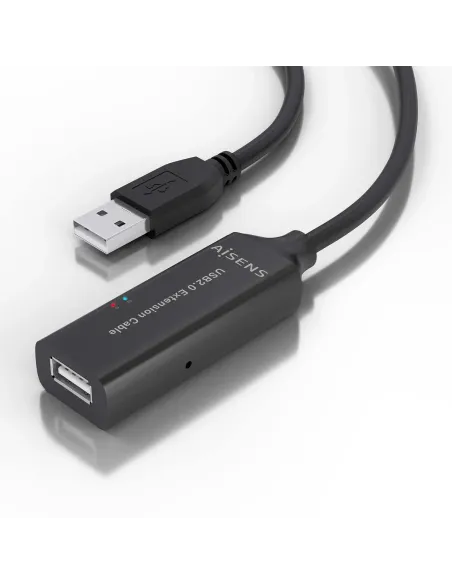 AISENS Cable USB 2.0 Prolongador con Amplificador, Tipo A M-A H, Negro, 10m