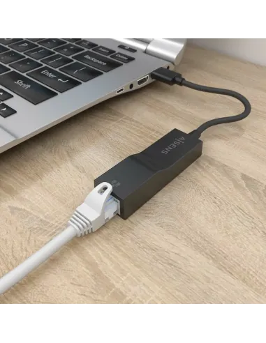 AISENS Conversor USB 3.0 a Ethernet Gigabit 10 100 1000 Mbps, Negro, 15 cm