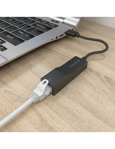 AISENS Conversor USB 3.0 a Ethernet Gigabit 10 100 1000 Mbps, Negro, 15 cm