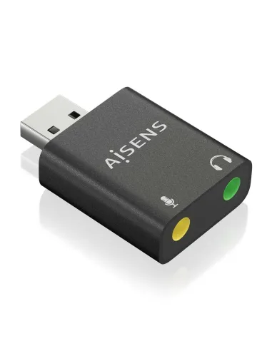 AISENS Conversor USB-A a Audio 48KHz, USB-A M-2xJack 3.5 H, Negro