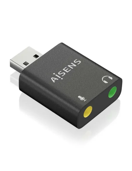 AISENS Conversor USB-A a Audio 48KHz, USB-A M-2xJack 3.5 H, Negro