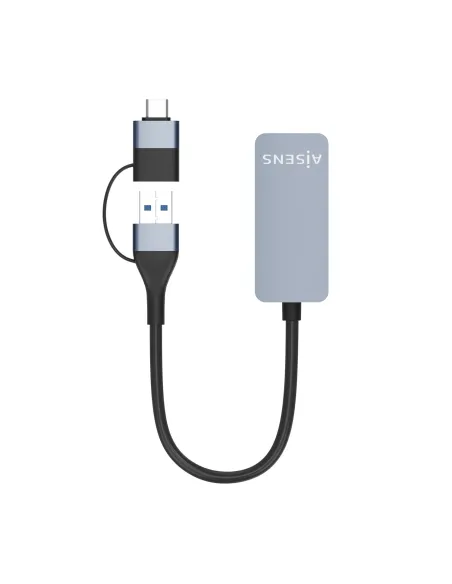 AISENS Conversor USB3.2 Gen1 USB-A+USB-C a Ethernet 2.5G 10 100 1000 2500 Mbps, Gris, 15cm