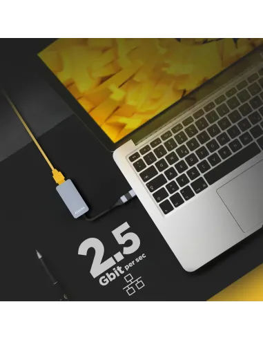 AISENS Conversor USB3.2 Gen1 USB-A+USB-C a Ethernet 2.5G 10 100 1000 2500 Mbps, Gris, 15cm