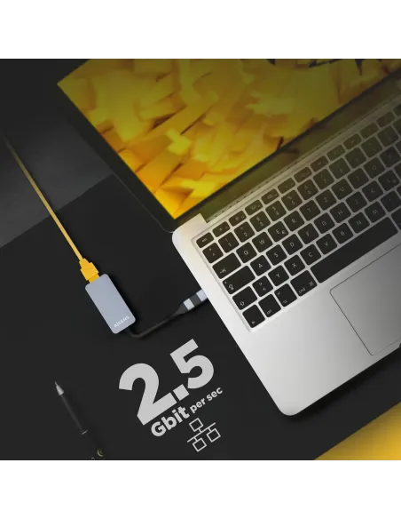 AISENS Conversor USB3.2 Gen1 USB-A+USB-C a Ethernet 2.5G 10 100 1000 2500 Mbps, Gris, 15cm