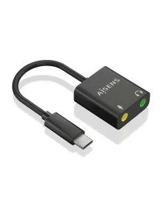 AISENS Conversor USB-C a Audio 48KHz, USB-C M-2xJack 3.5 H, Negro, 10 cm 2
