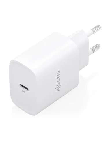 AISENS Cargador GaN 30W, 1xUSB-C PD3.0, Blanco