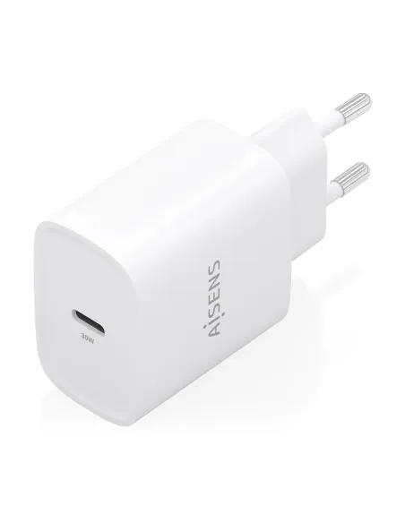 AISENS Cargador GaN 30W, 1xUSB-C PD3.0, Blanco