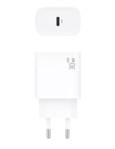 AISENS Cargador GaN 30W, 1xUSB-C PD3.0, Blanco