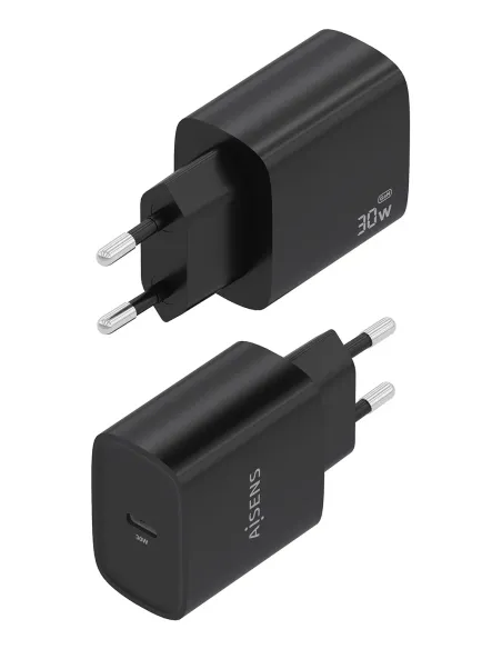 AISENS Cargador GaN 30W, 1xUSB-C PD3.0, Negro