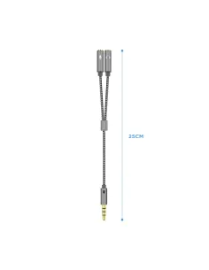 AISENS Cable Adaptador Audio Jack 3.5 4pines M-2xjack 3.5 3pines H, Gris, 25cm 2