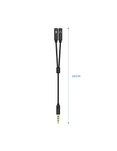 AISENS Cable Adaptador Audio Jack 3.5 4pines M-2xjack 3.5 3pines H, Negro, 25cm 2